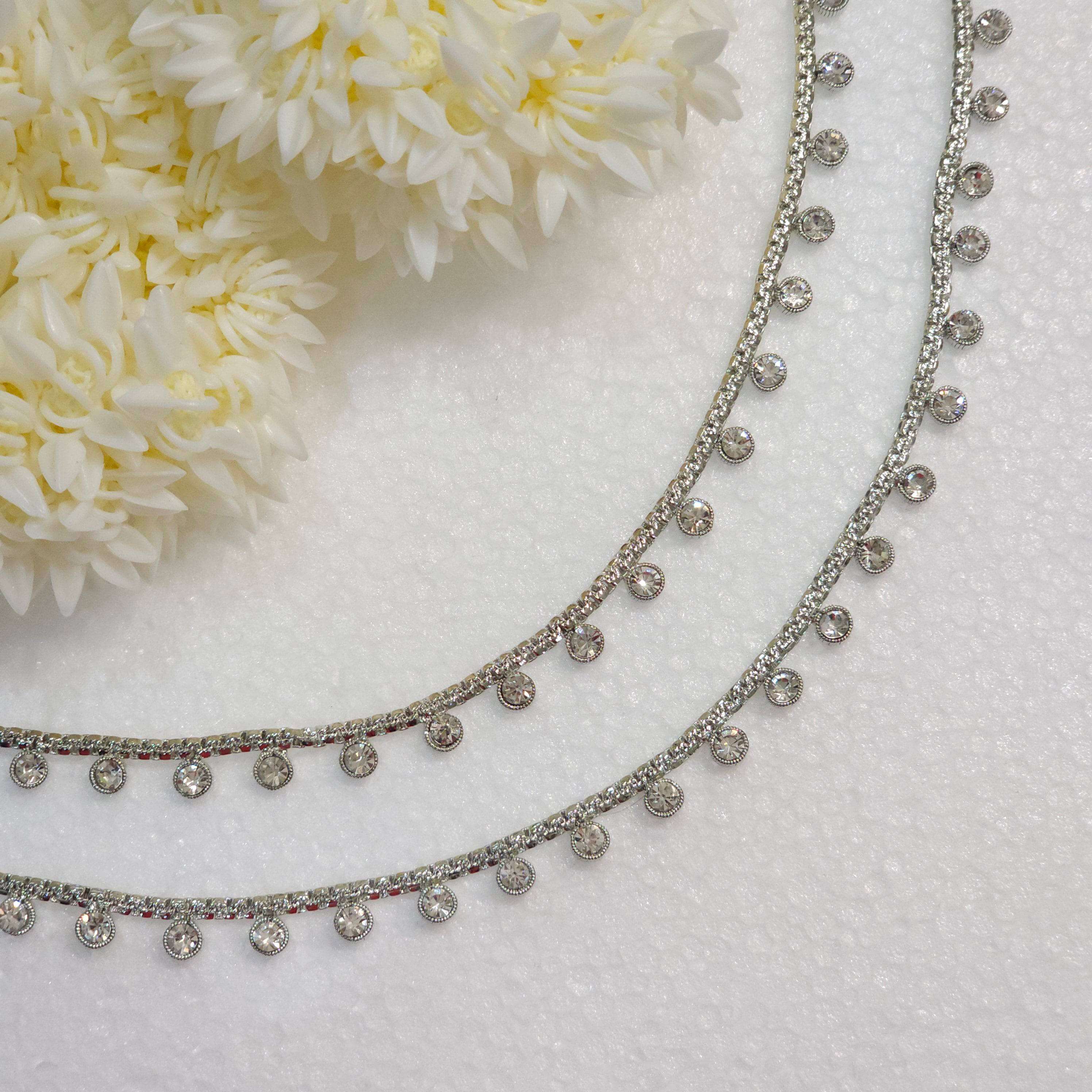 Silver Polki Anklet, Jhanjar – Anklet | Fancy Fab Jewels UK