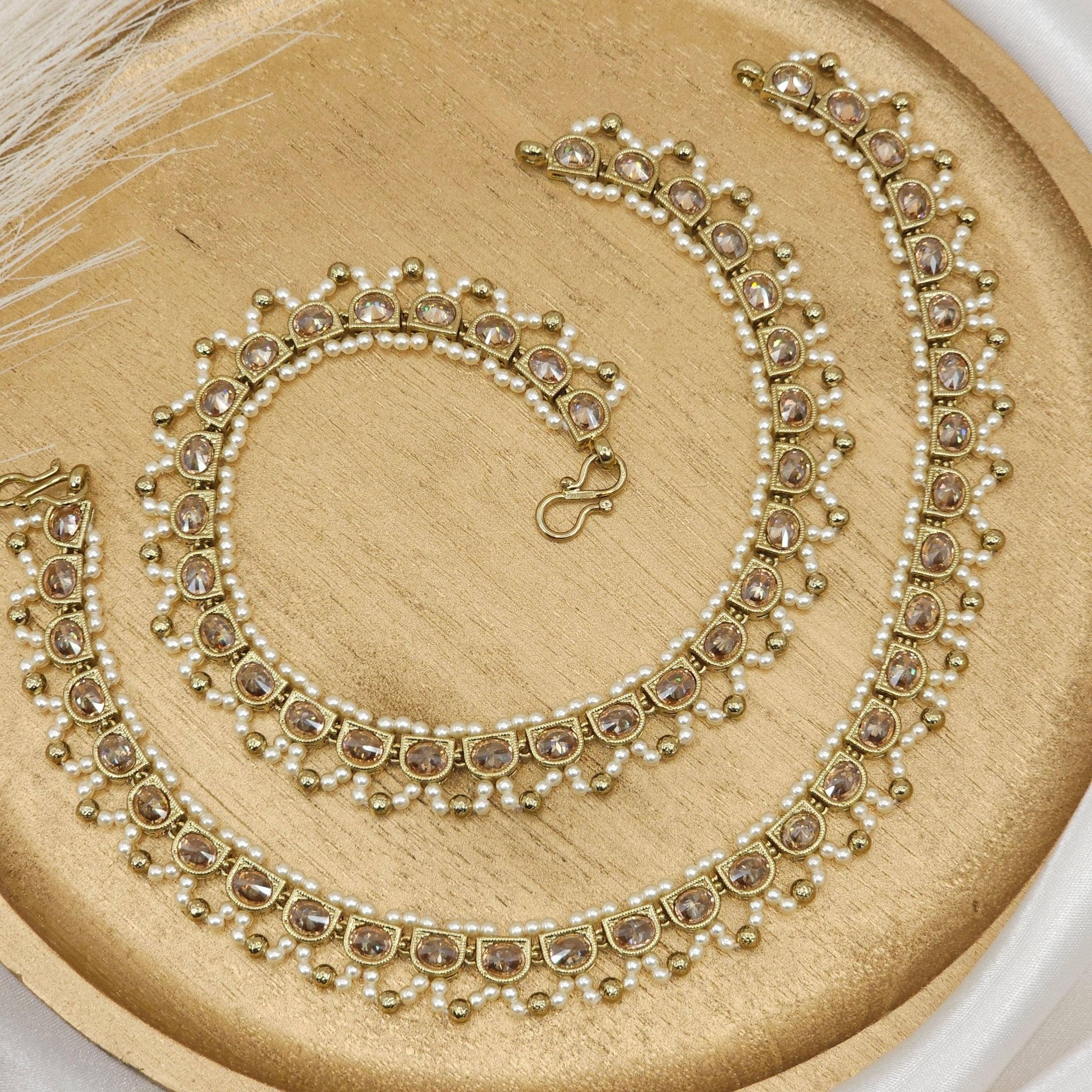 Antique Gold Polki Statement Anklets - Tamanna | Jhanjara – Anklet | Fancy Fab Jewels UK