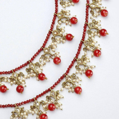 Kiran - Antique Gold Polki and Pearl Anklet/Jhanjar - Fancy Fab Jewels