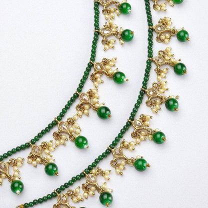 Kiran - Antique Gold Polki and Pearl Anklet/Jhanjar - Fancy Fab Jewels