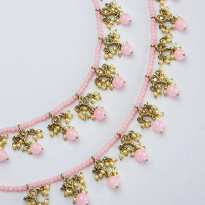 Kiran - Antique Gold Polki and Pearl Anklet/Jhanjar - Fancy Fab Jewels