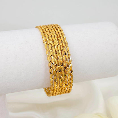 8 Pcs Slim Gold Plated Indian Bangles - Fancy Fab Jewels