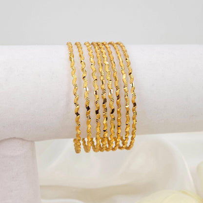 8 Pcs Slim Gold Plated Indian Bangles - Fancy Fab Jewels