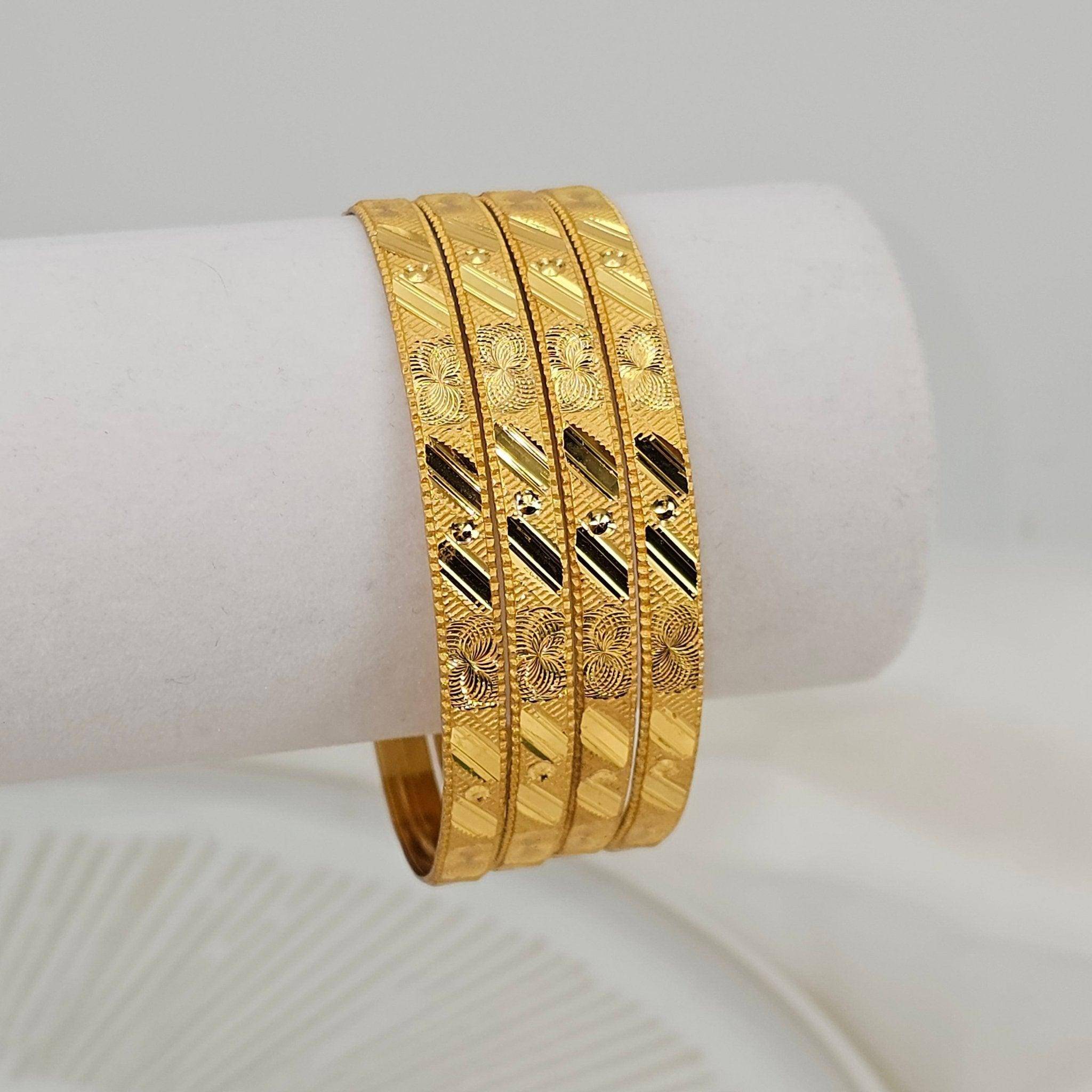 Set of 4 Gold Plated Indian Bangles - Fancy Fab Jewels