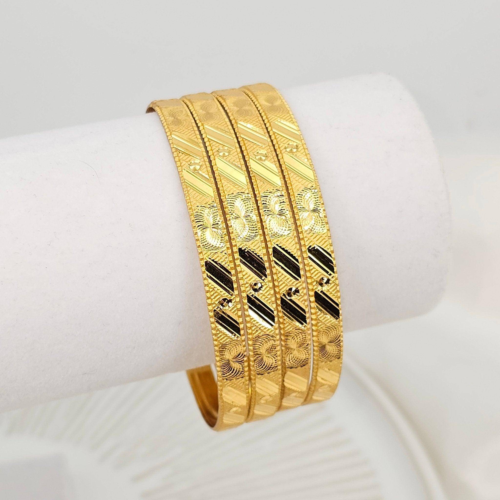 Set of 4 Gold Plated Indian Bangles - Fancy Fab Jewels