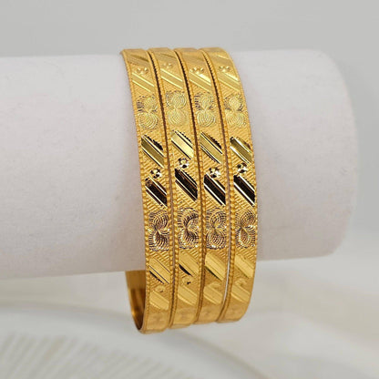 Set of 4 Gold Plated Indian Bangles - Fancy Fab Jewels