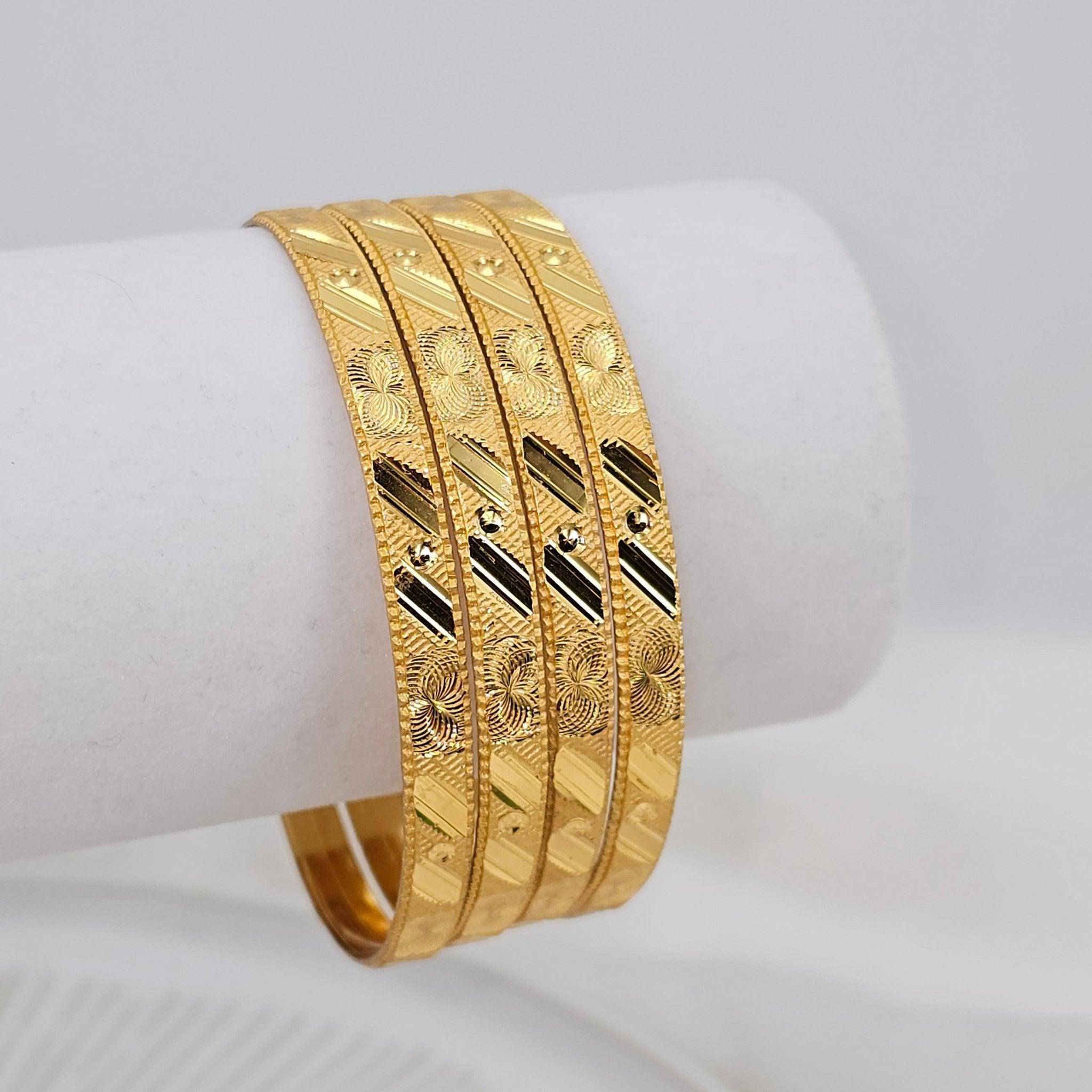 Set of 4 Gold Plated Indian Bangles - Fancy Fab Jewels