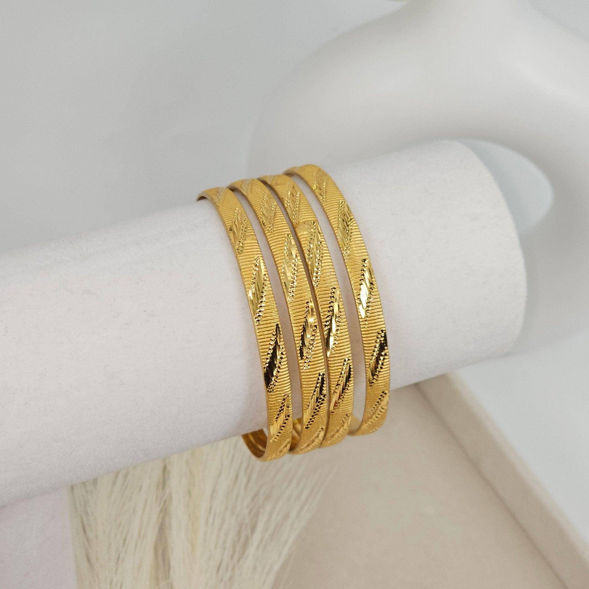 Set of 4 Gold Plated Indian Bangles - Fancy Fab Jewels