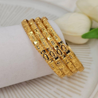 Set of 4 Gold Plated Indian Bangles - Fancy Fab Jewels