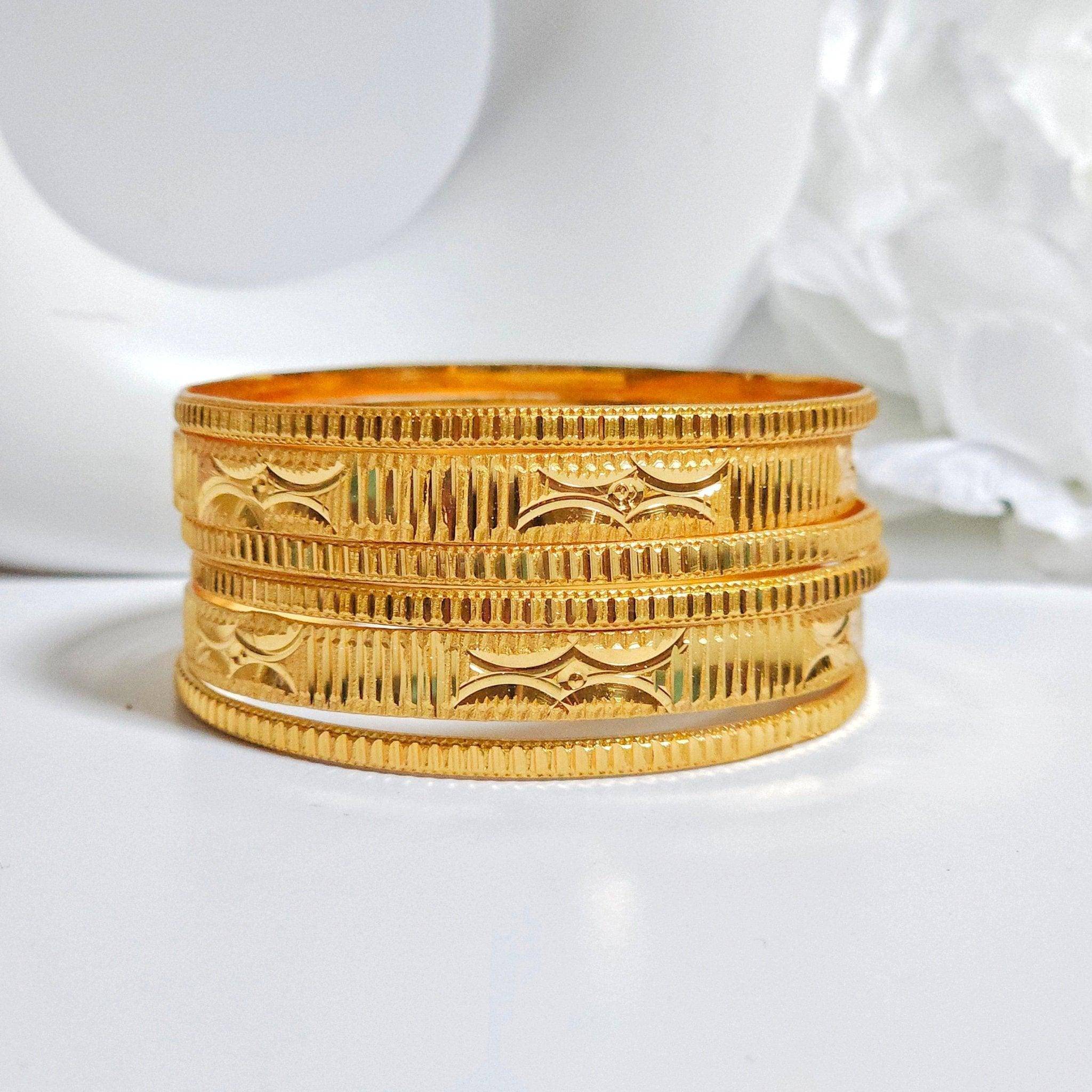 Set of 6 Gold Plated Indian Bangles - Fancy Fab Jewels