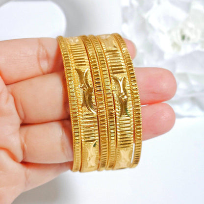 Set of 6 Gold Plated Indian Bangles - Fancy Fab Jewels