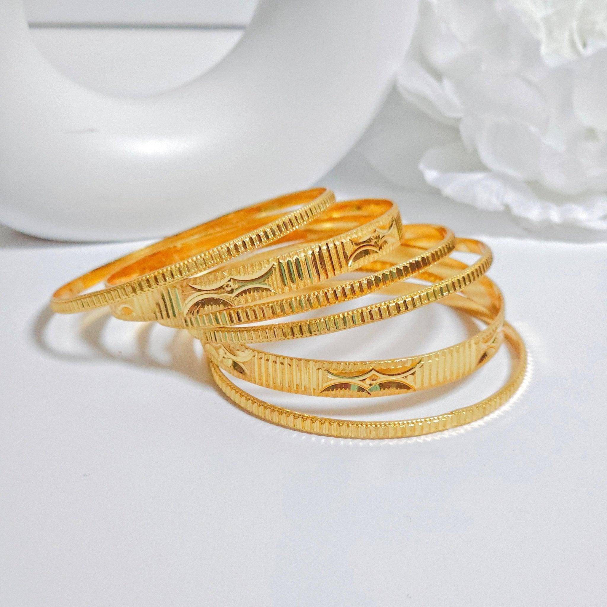 Set of 6 Gold Plated Indian Bangles - Fancy Fab Jewels