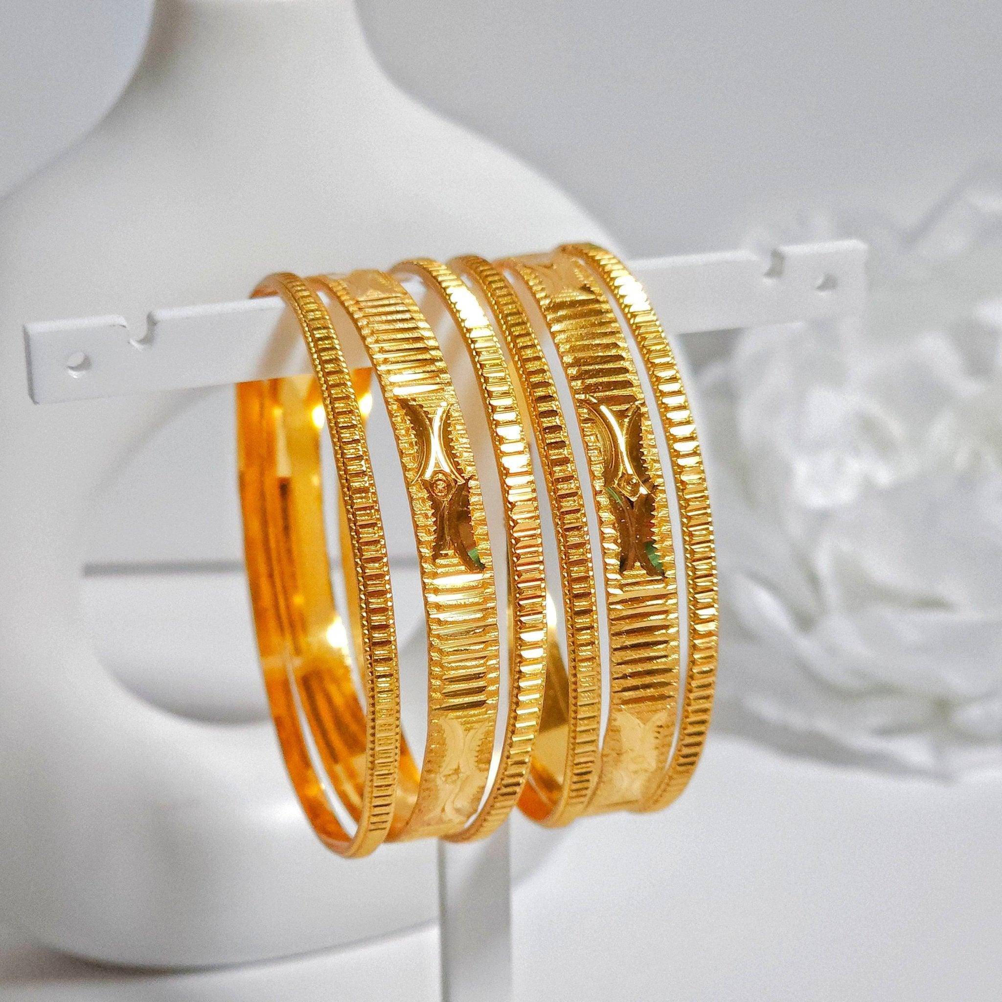 Set of 6 Gold Plated Indian Bangles - Fancy Fab Jewels