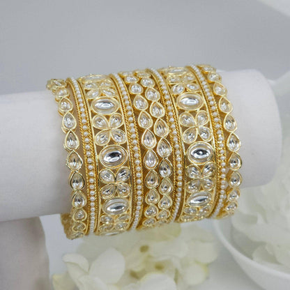 10 Pcs Bangle set - golden - Fancy Fab Jewels