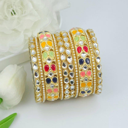 10 Pcs Bangle set - multicolour - Fancy Fab Jewels