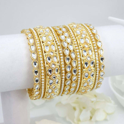 10 Pcs Tear drop bangle set - Golden - Fancy Fab Jewels