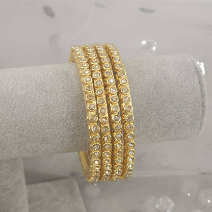 4 Pcs Gold plated Zircon bangles - Fancy Fab Jewels