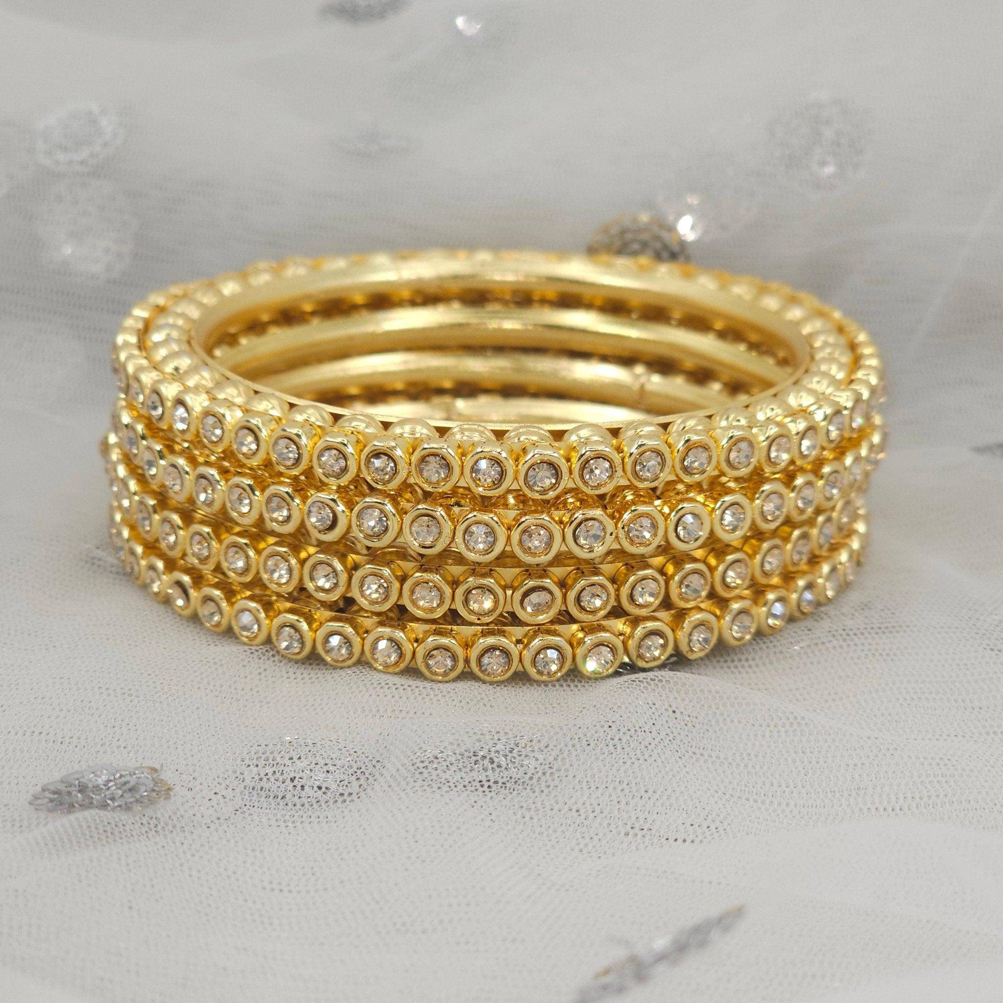 4 Pcs Gold plated Zircon bangles - Fancy Fab Jewels