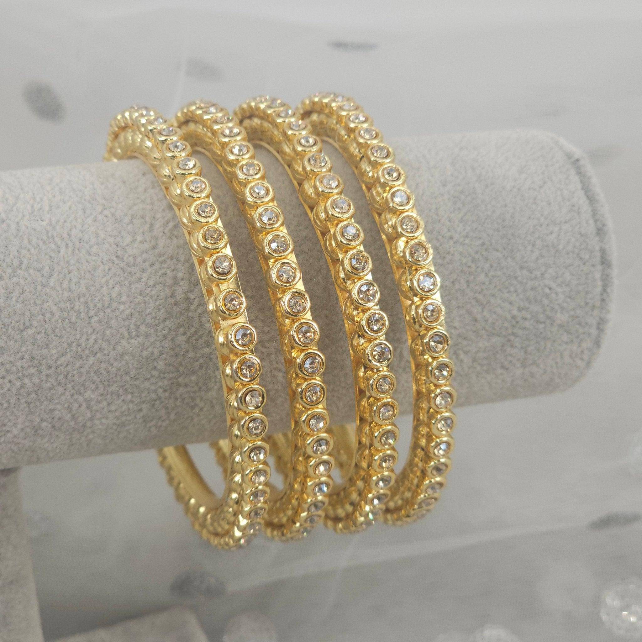 4 Pcs Gold plated Zircon bangles - Fancy Fab Jewels