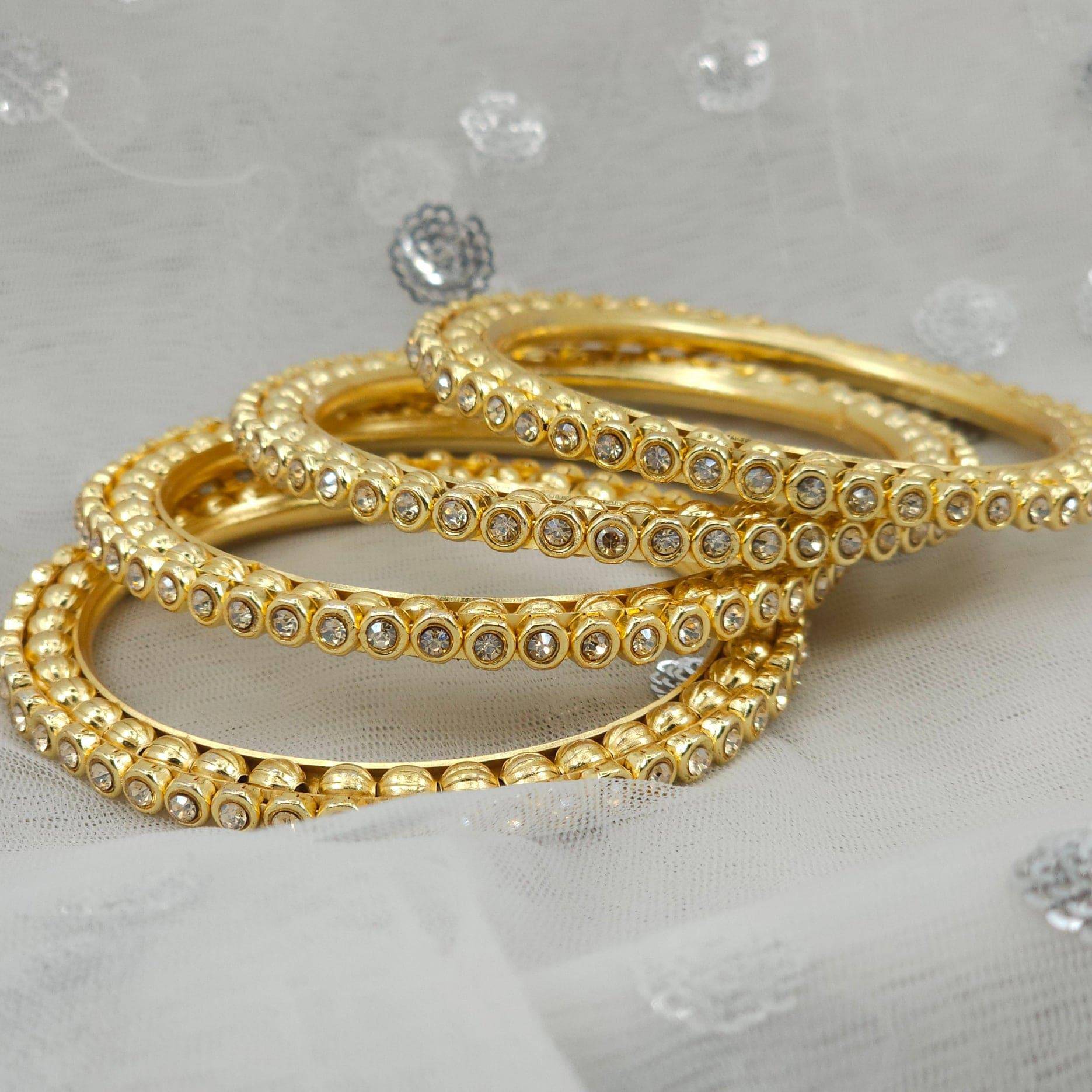 4 Pcs Gold plated Zircon bangles - Fancy Fab Jewels