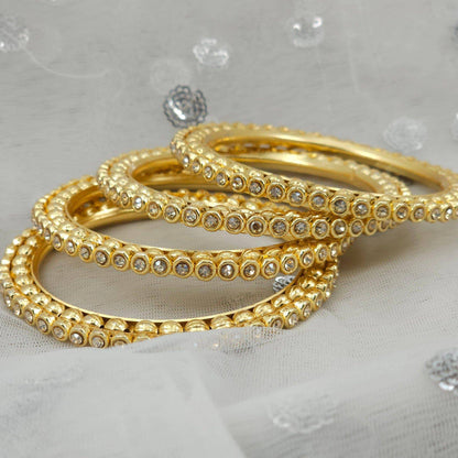 4 Pcs Gold plated Zircon bangles - Fancy Fab Jewels