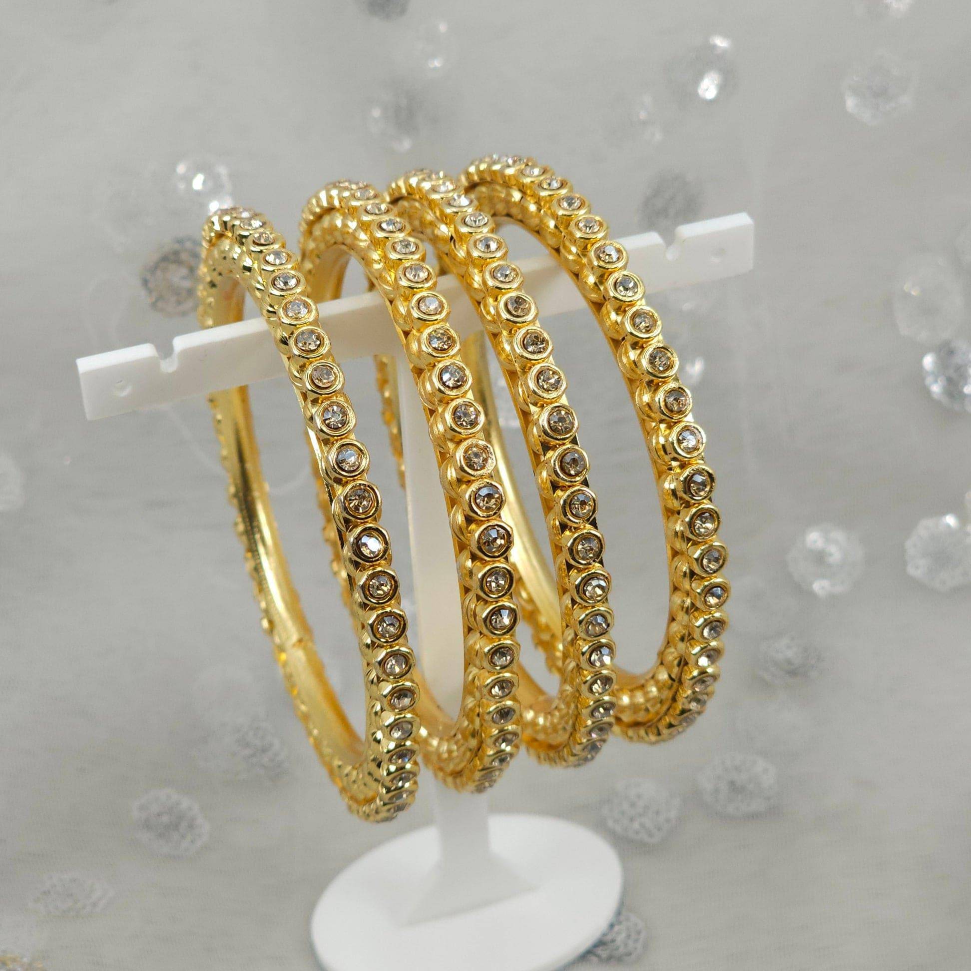 4 Pcs Gold plated Zircon bangles - Fancy Fab Jewels