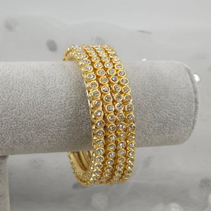 4 Pcs Gold plated Zircon bangles - Fancy Fab Jewels