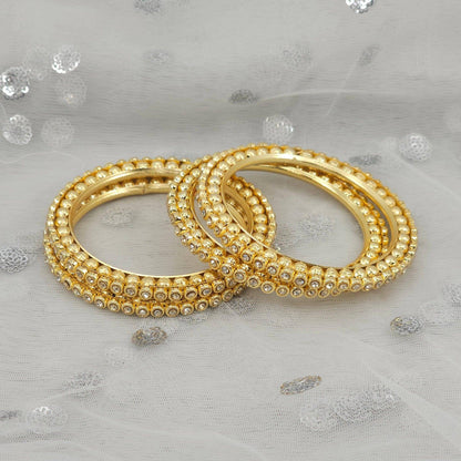 4 Pcs Gold plated Zircon bangles - Fancy Fab Jewels