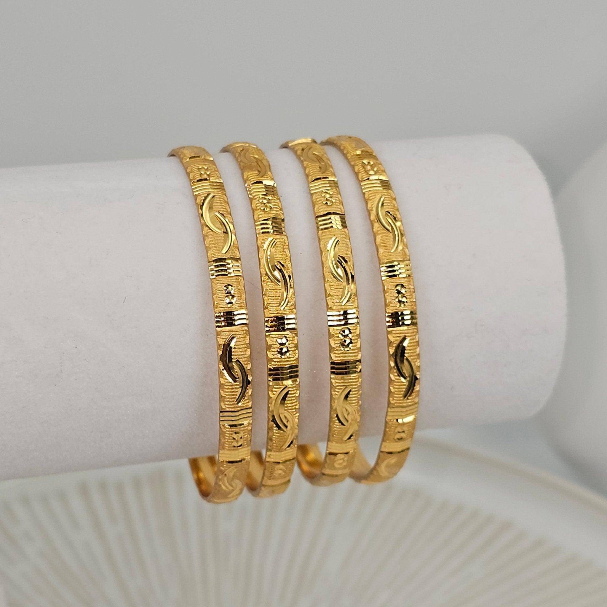 4 Pcs of Gold Plated Indian Bangles - Fancy Fab Jewels