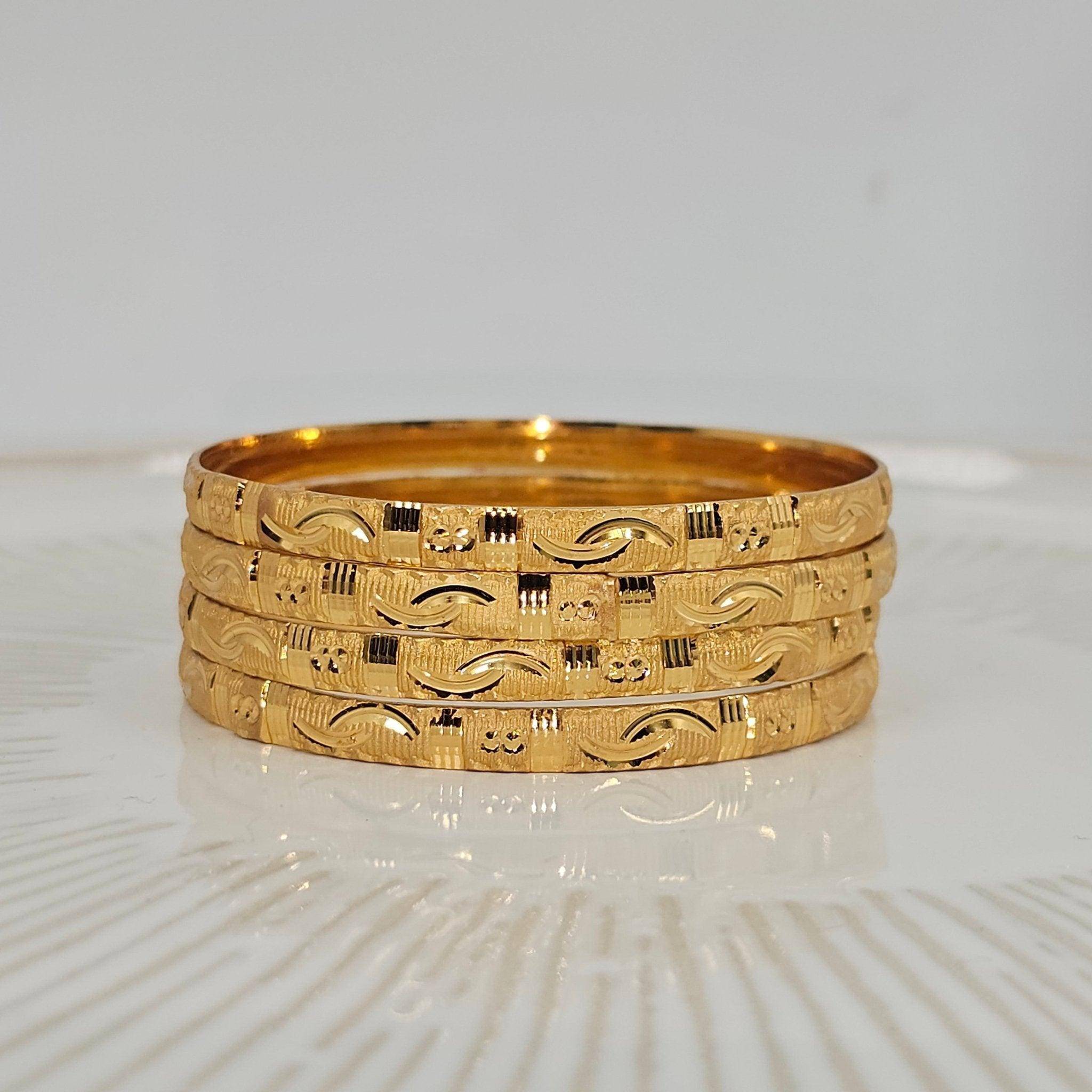 4 Pcs of Gold Plated Indian Bangles - Fancy Fab Jewels