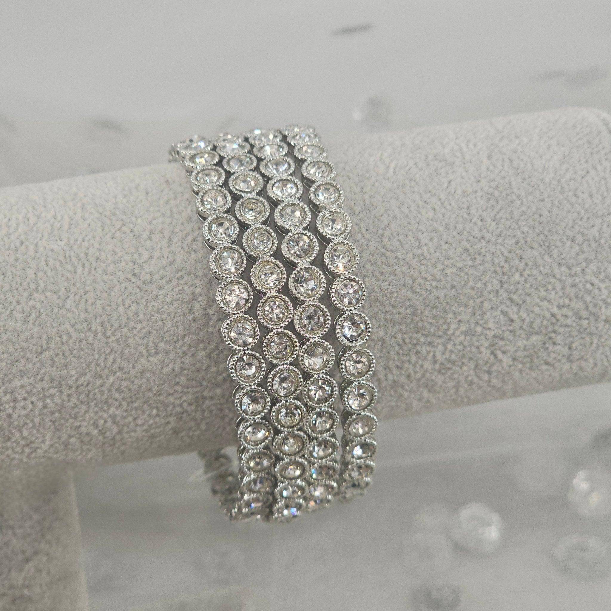 4 Pcs Silver plated zircon bangles - Fancy Fab Jewels