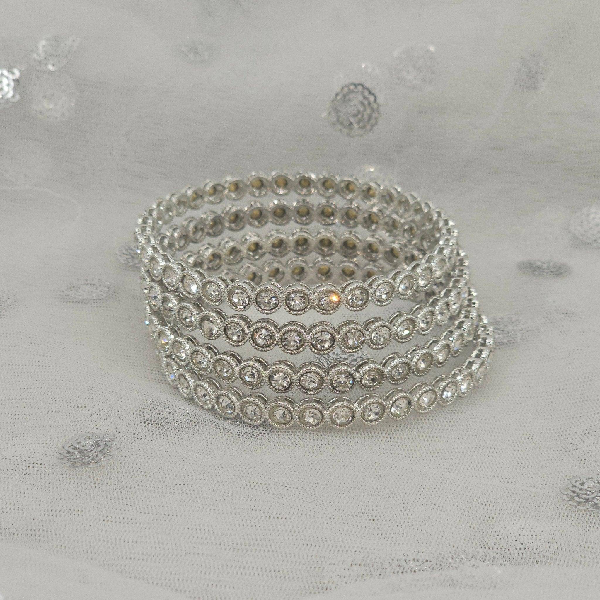 4 Pcs Silver plated zircon bangles - Fancy Fab Jewels