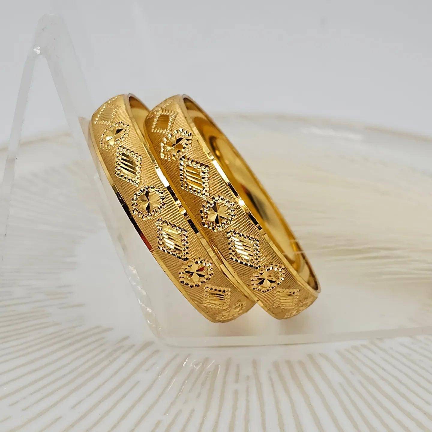 A Pair of Gold Plated Indian Bangles - Fancy Fab Jewels