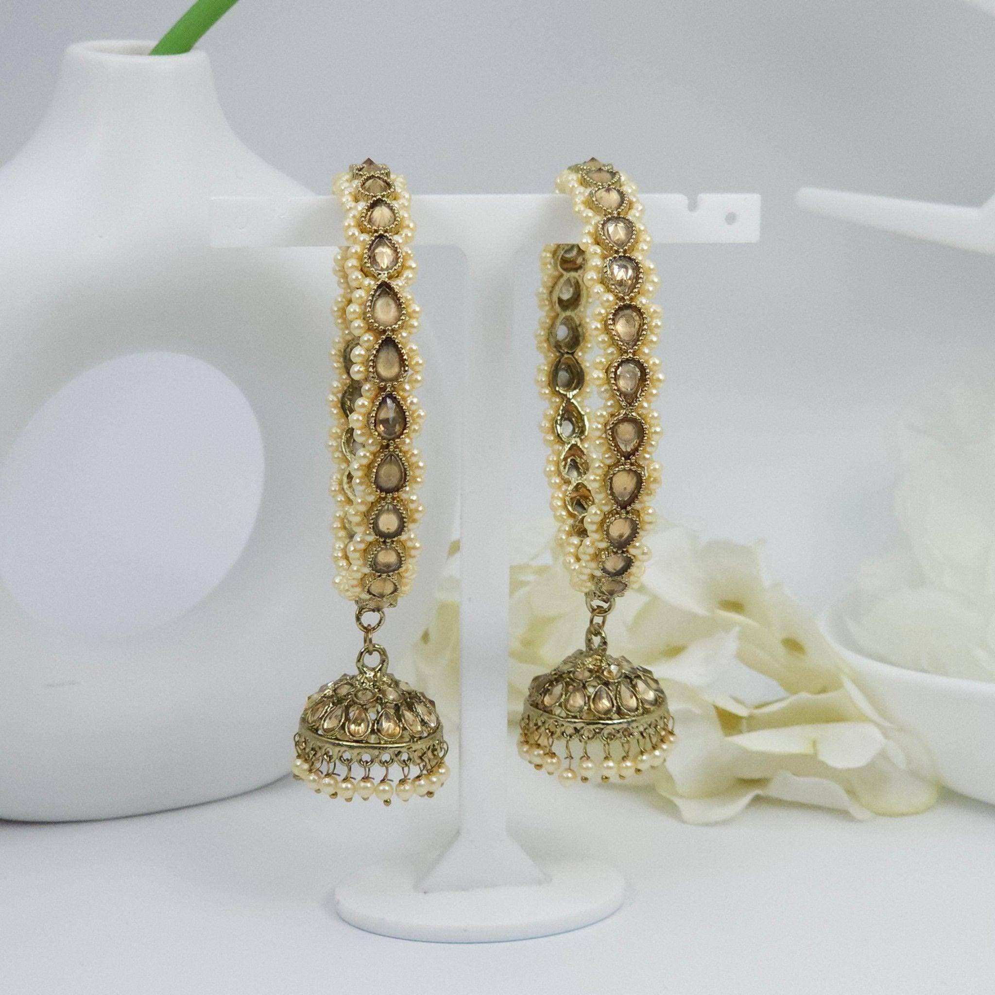 Antique Gold Pearl Jhumka Bangles - Fancy Fab Jewels