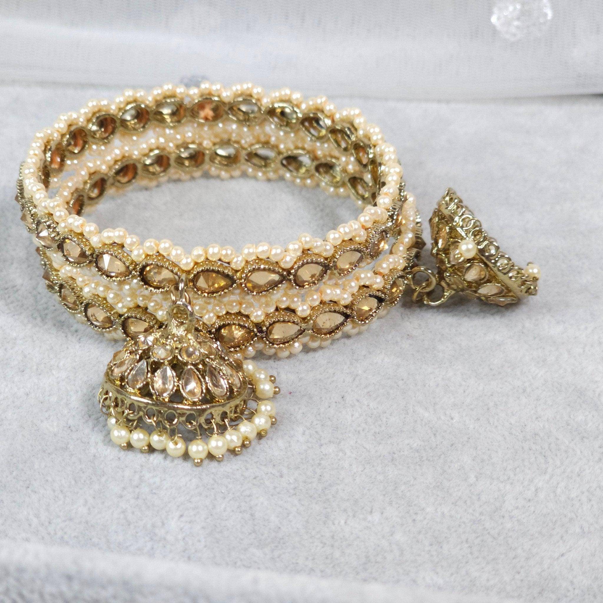 Antique Gold Pearl Jhumka Bangles - Fancy Fab Jewels