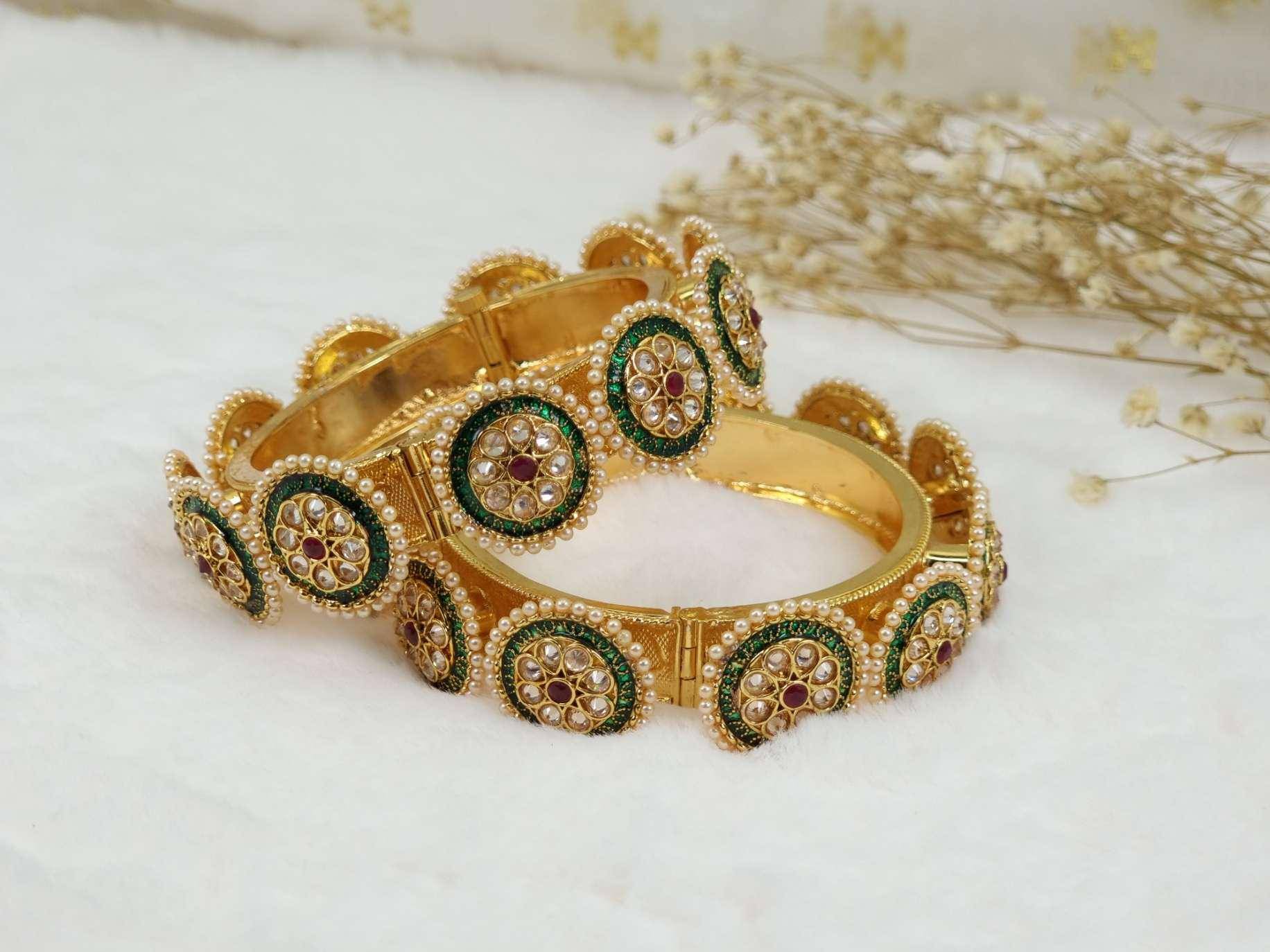 Beautiful Manika Kundan Openable Bangles - Fancy Fab Jewels