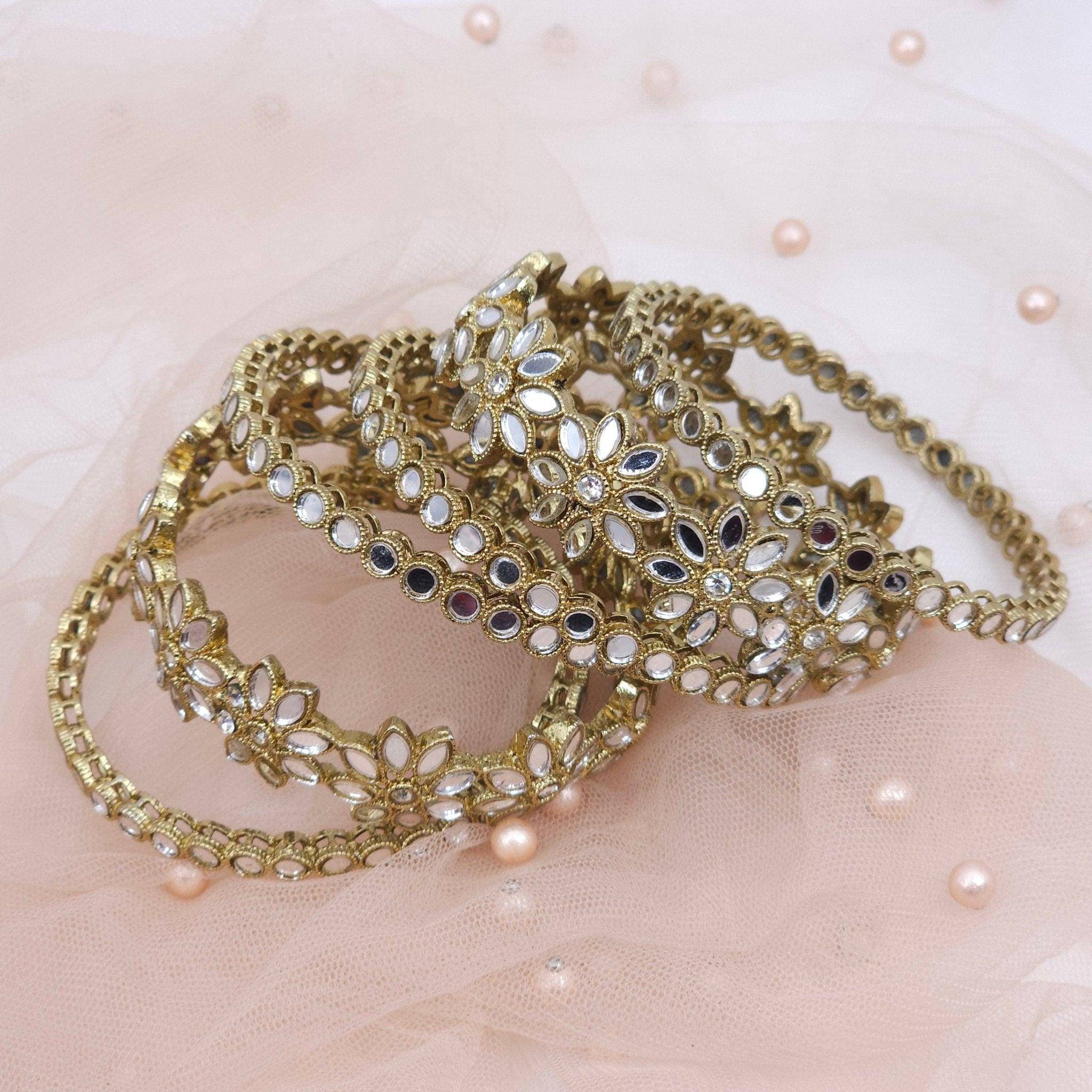 Daisy Set of 6 Bangles - Gold - Fancy Fab Jewels