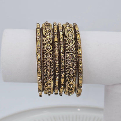 6 pcs Stone Studded Indian Bangles - Fancy Fab Jewels