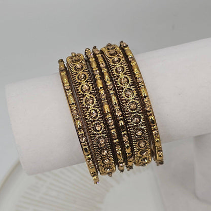 6 pcs Stone Studded Indian Bangles - Fancy Fab Jewels