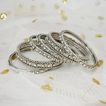 6 pcs Stone Studded Indian Bangles - Fancy Fab Jewels