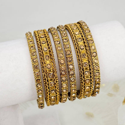 6 pcs Stone Studded Indian Bangles - Fancy Fab Jewels