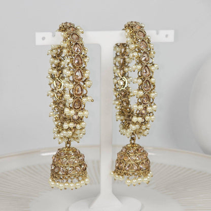 Anu Pair of Polki Pearl Detail Jhumka Bangles - Fancy Fab Jewels