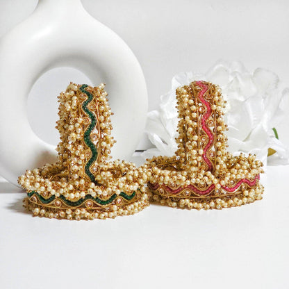 Jassi Pair of Polki Chunky Bangles - Fancy Fab Jewels