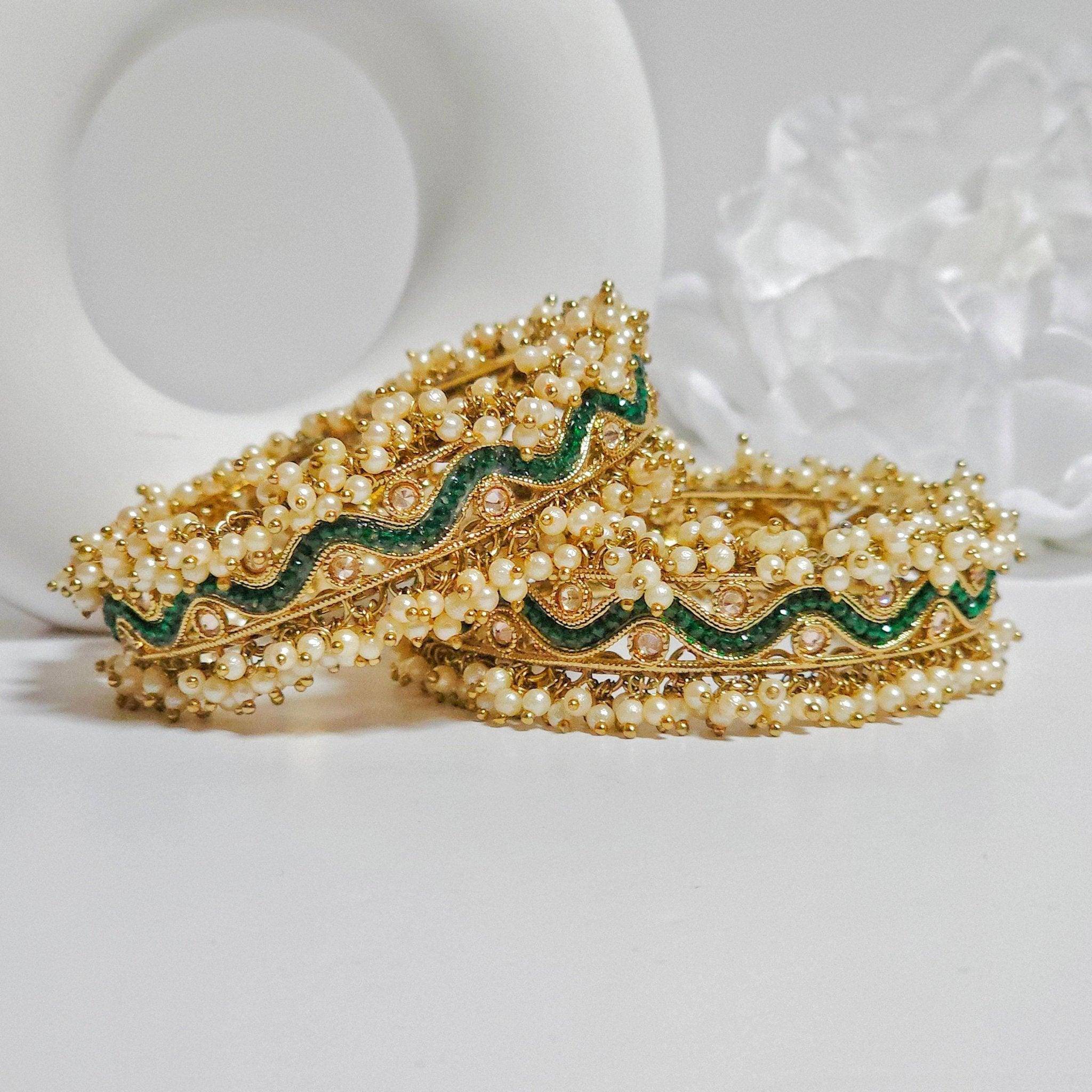 Jassi Pair of Polki Chunky Bangles - Fancy Fab Jewels