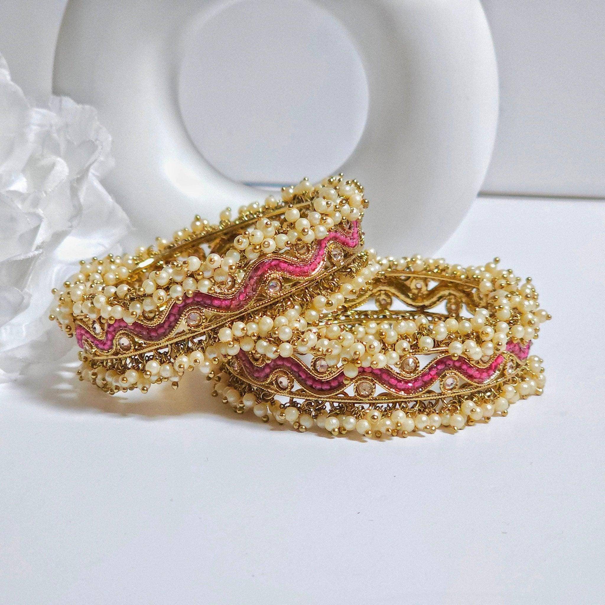 Jassi Pair of Polki Chunky Bangles - Fancy Fab Jewels