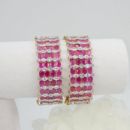 Gold Plated Pink Openable AD Bangles - Fancy Fab Jewels