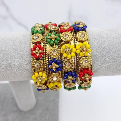 Multicolour Antique Gold Bangles - Fancy Fab Jewels