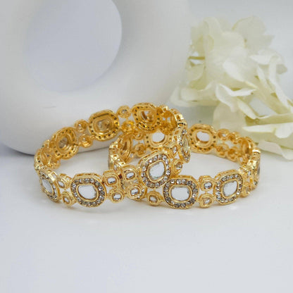 Pair of Kundan kangan Bangles - Fancy Fab Jewels