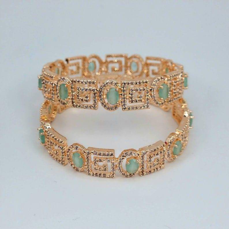 Pair of Rose Gold Bangles - Mint - Fancy Fab Jewels