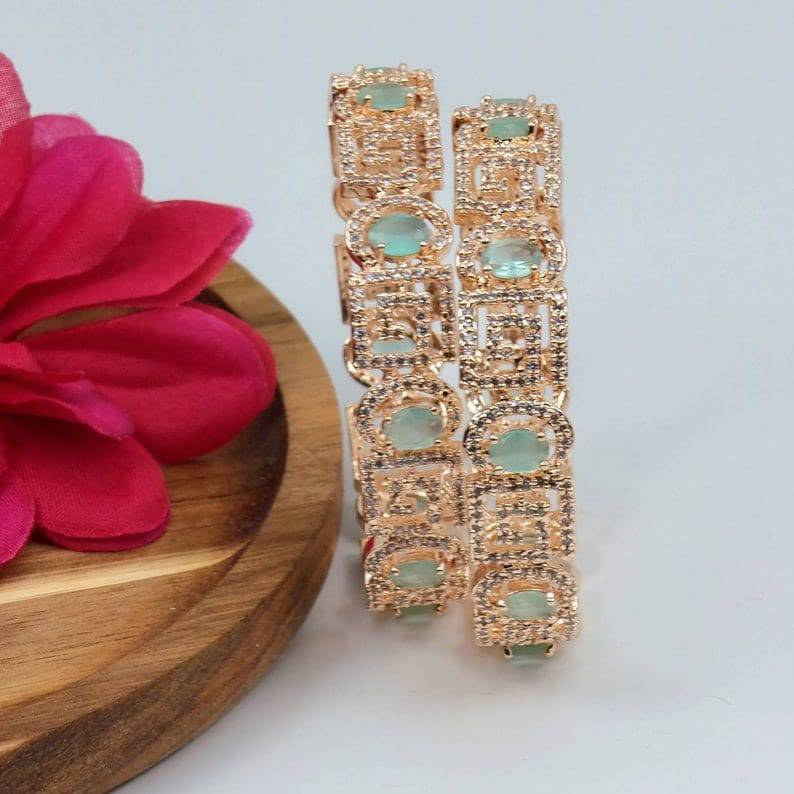 Pair of Rose Gold Bangles - Mint - Fancy Fab Jewels